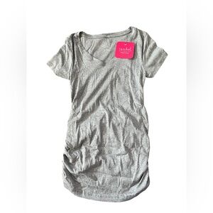 Isabel Maternity T-Shirt Size XS Shirred V-Neck Stretch Ingrid & Isabel Gray